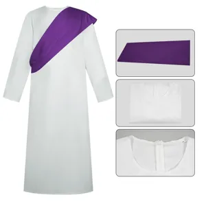 Costume de Jésus blanc et violet style biblique grec romain cosplay robe taille M