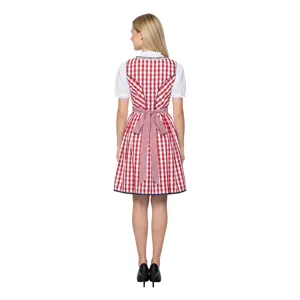 Traditionelles Bayerisches Dirndl Kleid Rot Weiß Karo Kellnerin Kostüm für Oktoberfest