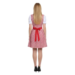 Rot-weiß kariertes Bier-Dirndl Cosplay Kleid Halloween Kostüm für Damen Bühnenshow