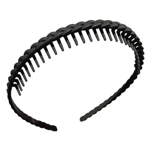 Black plastic toothed headband for women, anti-slip hair hoop for daily face washing use.