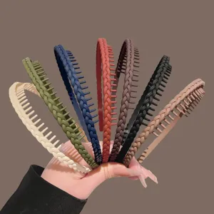 Women non-slip toothed headband hair hoop face washing makeup braided hair accessories multi color