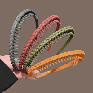Colorful braided tooth headbands anti-slip hair hoops for face washing and daily wear.