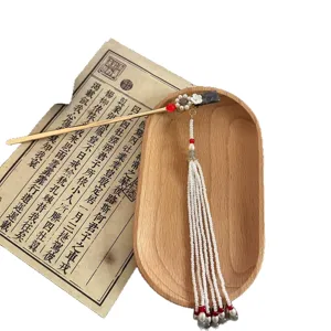 Chinese style vintage hair stick with elegant pearls and long tassels for Hanfu styling.