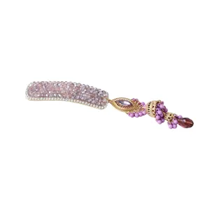 Paarse kristallen kwast haarklem etnische stijl zijhaarspeld elegante mode accessoire