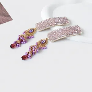 Prachtige paarse kristallen franje haarspeld, elegante Chinese stijl haarclip voor vrouwen.