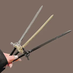 Chinese style sword hair stick for women, unique fantasy hairpin for Hanfu and daily bun styling.