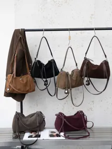 Large capacity casual commuter shoulder bag, retro suede tote bag for women autumn winter