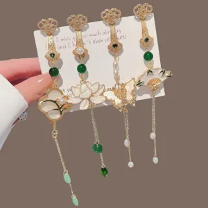 Traditional Chinese Alloy Tassel Brooch Orchid Lotus Pendant Hanfu Cheongsam Clothing Hanging Jewelry Decoration For Celebration Banquet
