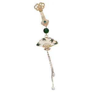 Chinese style waist pendant retro Hanfu cheongsam accessory exquisite metal fan tassel decor
