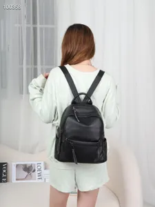 Women genuine leather backpack casual black travel school bag large capacity daypack daily