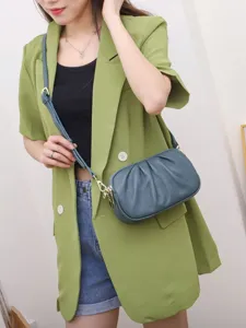 Women's Genuine Leather Crossbody Bag Soft Leather Pleated Shoulder Bag Large Capacity Three-Layer Zipper Handbag