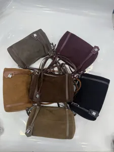 Casual suede shoulder bag multi-color set, large capacity chic tote for daily commute and fashion styling.