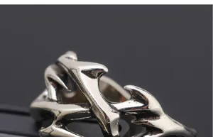 Vintage silver thorn ring for men punk gothic adjustable open finger jewelry fashion accessory