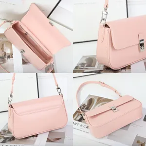 Koreanische Retro-Rosa-Tofutasche modische Umhängetasche mit Metallverschluss