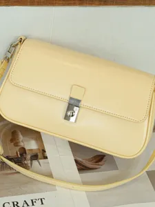 Damen Mode Vintage Leder Umhängetasche Minimalistischer Verschluss Kleine Quadratische Tasche Schicke Handtasche