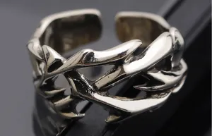Men silver thorn ring vintage open adjustable gothic finger jewelry fashion accessory