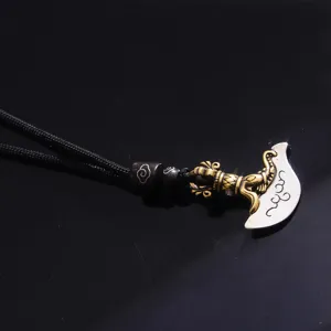 Vintage Copper Vajra Axe Pendant Necklace For Men Retro Totem Amulet Hip Hop Punk Style Neck Jewelry Gift