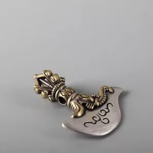 Retro brass Vajra axe necklace men fashion punk totem pendant amulet jewelry gift cool design