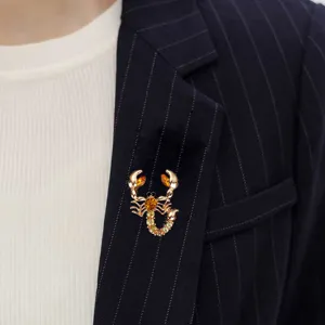 Elegant rhinestone scorpion brooch crystal animal lapel pin accessory gift.