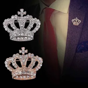 Eleganter Legierung Strass Krone Kreuz Brosche Pin Mode Kristall Revers Abzeichen Für Anzüge Hemden Bankett Unisex Schmuck