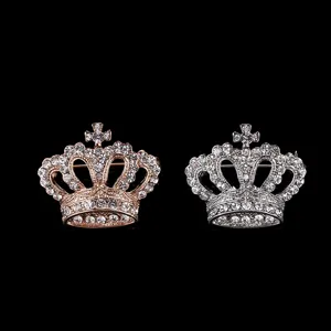 Glänzende Kristall Krone Brosche Strass Kreuz Reversnadel Mode Damen Herren Anzug Schmuck