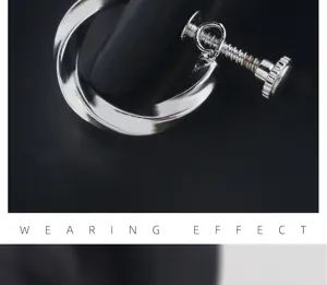 Pendiente de clip de tornillo Mobius plateado para hombre minimalista joya de moda