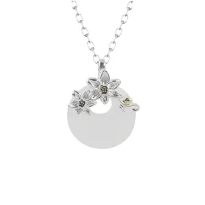 Chic estilo chino imitacion jade blanco colgante flor collar para mujeres joyas