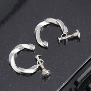 Pendientes de clip Möbius plateados para hombre joyería minimalista geométrica moda
