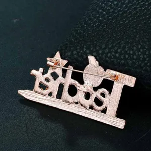 Roségouden engelse letter broche leraar thema speld elegante sieraden accessoire anti-glans