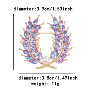 Elegante Kristall Weizenähre Brosche mit Perle, schimmerndes Mehrfarben-Design für Damenmantel.