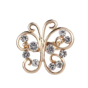 Broche papillon en strass doré élégant cristal insecte corsage accessoire de mode