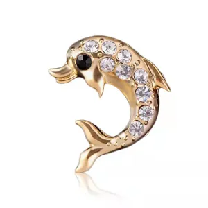 Broche dauphin or strass cristal pin animal mode bijoux cadeau pour les femmes