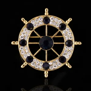 Spilla timone nave strass marina uomo elegante spilla colletto abito metallo moda