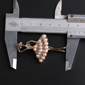 Elegant rhinestone pearl ballerina brooch crystal dancer pin fashion clothing accessories