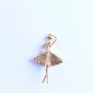 Gold ballerina brooch pin elegant dancer clothing accessories for women party dress decor.