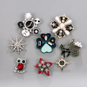 Vintage retro crystal pearl brooch set, κομψή μεταλλική καρφίτσα μόδας για γυναίκες τώρα.