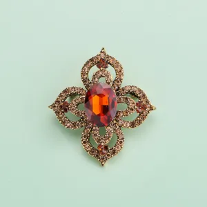 Broche Ovale en Strass Cristal Vintage Élégant Filigrane Floral Bijoux de Costume Femme
