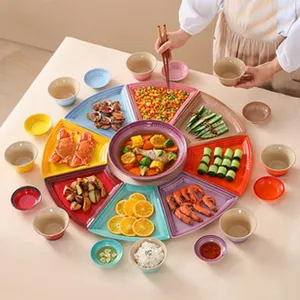 Set de platos de cena de ceramica multicolor plato de servicio modular creativo vajilla