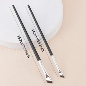 2 Stk. feine angewinkelte Eyeliner-Pinsel mit schwarzem Griff für präzises Augen-Make-up
