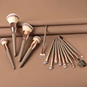 15-piece makeup brush set with soft bristles for powder, blush and eyeshadow details.
