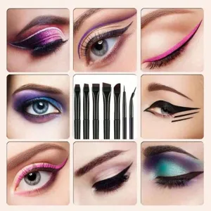 7 stuks eyeliner kwast set schuine wenkbrauw platte dunne make-up kwasten precisie