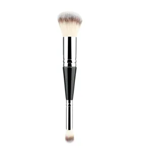 Detail shot of the dual-ended makeup brush featuring soft synthetic bristles and sleek handles.