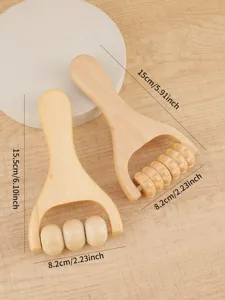 Set di rullo da massaggio manuale in legno per collo e corpo con due modelli pratici e utili.