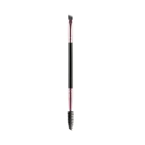 Professional double-ended eyebrow brush with angled brow brush and spoolie for makeup.