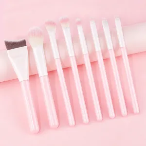 Set Di Pennelli Per Il Trucco Rosa Pesca In Fibra Sintetica Morbida Pennello Per Fondotinta Ombretto Cipria Con Custodia Per Strumenti Di Bellezza Donna