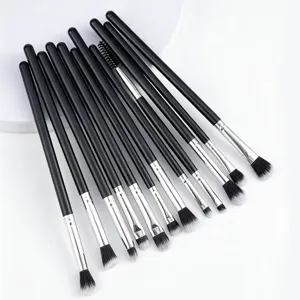 12pcs eye makeup brush set professional blending eyeshadow eyeliner brushes black handle soft bristles