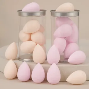 Mini Makeup Sponge Blender Set Polyurethane Wet Dry Dual Use Cosmetic Puff With Clear Storage Tube Cylinder For Women Beauty Tools