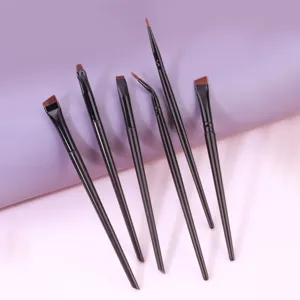 6-piece professional makeup brush set detail view featuring angled and fine eyeliner brushes.