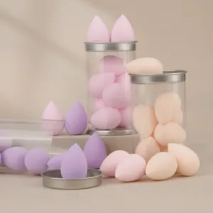 Mini makeup sponge set in PVC cylinder, soft blending blenders for flawless liquid foundation.
