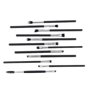 12pcs professional eye makeup brush set black handle eyeshadow blending eyeliner makeup tools